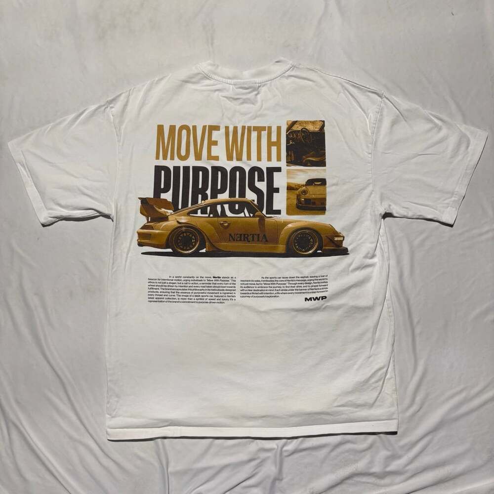 NERTIA Move With Purpose Graphic Tee White Heavyweight Streetwear Oversized XL